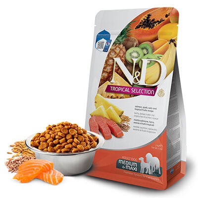 N&D Tropical Selection Somonlu ve Tropikal Meyveli Orta ve Büyük Irk Yetişkin Köpek Maması 10 Kg 