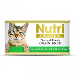 Nutri - Nutri Feline Tahılsız Ton Balık Tavuk Ciğerli Yetişkin Kedi Konservesi