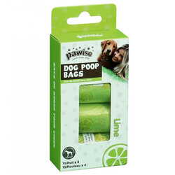 Pawise - Pawise Limon Kokulu Köpek Dışkı Poşeti 4 Rulo 15'li 