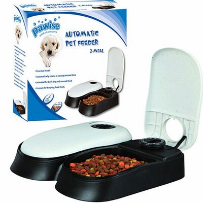 Pawise Zaman Ayarlı Otomatik Kedi ve Köpek Mama Kabı Çiftli 27x7x24 Cm 