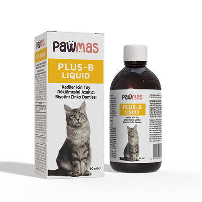 Pawmas Plus-B Liquid Kediler için Tüy Dökülmesini Azaltıcı Biyotin ve Çinko Damlası 50 Ml 