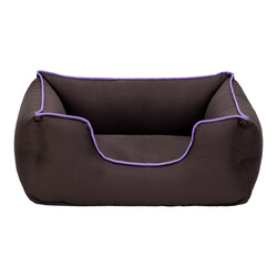 Pet Comfort - Pet Comfort Alpha Kedi ve Köpek Yatağı Kahverengi w Mor Biye Small 60x50 Cm