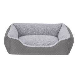 Pet Comfort - Pet Comfort Bravo Duo Kedi ve Köpek Yatağı Gri Gri Peluş Small 55x45 Cm