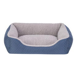 Pet Comfort - Pet Comfort Bravo Duo Kedi ve Köpek Yatağı Mavi Gri Peluş Small 55x45 Cm