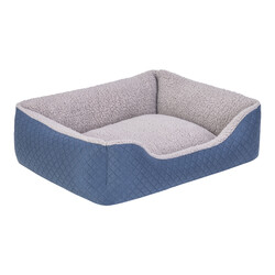 Pet Comfort Bravo Duo Kedi ve Köpek Yatağı Mavi Gri Peluş Small 55x45 Cm - Thumbnail