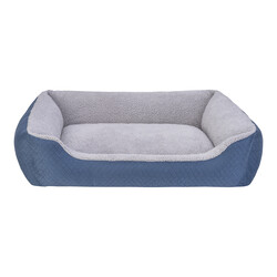 Pet Comfort - Pet Comfort Bravo Duo Köpek Yatağı Mavi Gri Peluş Large 90x70 Cm
