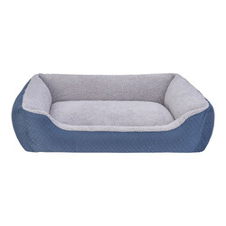Pet Comfort - Pet Comfort Bravo Duo Köpek Yatağı Mavi Gri Peluş Large 90x70 Cm 