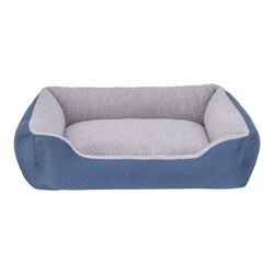 Pet Comfort Bravo Duo Köpek Yatağı Mavi Gri Peluş Medium 75x60 Cm - Thumbnail