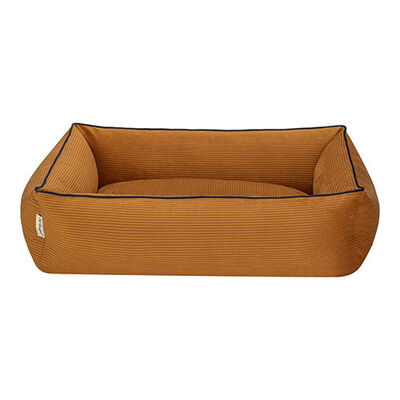 Pet Comfort Golf Kedi ve Köpek Yatağı Hardal w Parliament Mavi Biye Small 75x60 Cm 