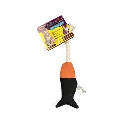 Pet Comfort - Pet Comfort İpli Balık Su Geçirmez Kedi Oyuncağı Lacivert Turuncu 6x24 Cm