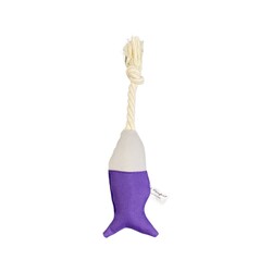 Pet Comfort - Pet Comfort İpli Balık Su Geçirmez Kedi Oyuncağı Mor Açık Gri 6x24 Cm