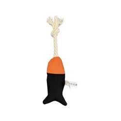 Pet Comfort - Pet Comfort İpli Balık Su Geçirmez Kedi Oyuncağı Siyah Turuncu 6x24 Cm