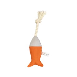 Pet Comfort - Pet Comfort İpli Balık Su Geçirmez Kedi Oyuncağı Turuncu Açık Gri 6x24 Cm