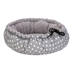 Pet Comfort - Pet Comfort Sunflower Kedi ve Köpek Yatağı Çift Taraflı Gri Dot Peluş 60 Cm