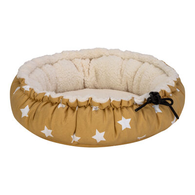Pet Comfort Sunflower Kedi ve Köpek Yatağı Çift Taraflı Sarı Star Peluş 60 Cm