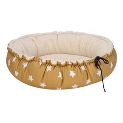 Pet Comfort - Pet Comfort Sunflower Kedi ve Köpek Yatağı Çift Taraflı Sarı Star Peluş 85 Cm