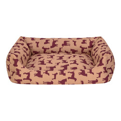 Pet Comfort - Pet Comfort Uniform Bej Bordo Köpek Yatağı Medium 70x60 Cm