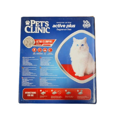 Pet's Clinic Aktif Karbonlu Tozsuz Kutulu Bentonit Kedi Kumu 10 Lt 