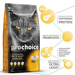 Pro Choice - Pro Choice 32 Sterilised Tavuklu Kısırlaştırılmış Kedi Maması