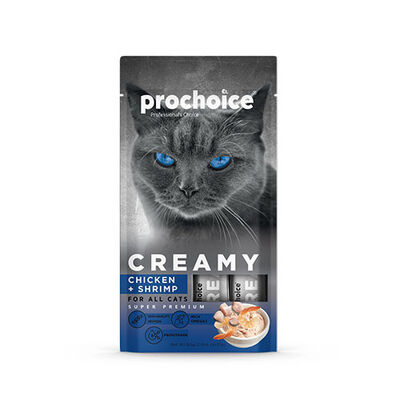 Pro Choice Creamy Tavuklu ve Karidesli Sıvı Kedi Ödül Maması 4x15 Gr 