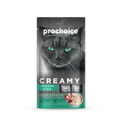 Pro Choice - Pro Choice Creamy Tavuklu ve Ton Balıklı Sıvı Kedi Ödül Maması 4x15 Gr 