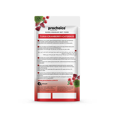 Pro Choice Creamy Ton Balıklı Kızılcıklı ve Kedi Otlu Sıvı Kedi Ödül Maması 4x15 Gr 