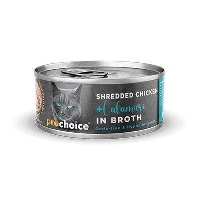 Pro Choice Hypo-Allergenic Sos İçinde Tavuklu ve Kalamarlı Tahılsız Yetişkin Kedi Konservesi 70 Gr 