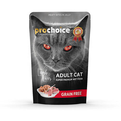 Pro Choice - Pro Choice Pouch Kuzulu ve Ciğerli Tahılsız Yetişkin Kedi Konservesi 85 Gr 