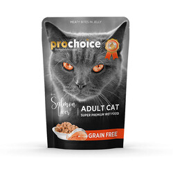 Pro Choice - Pro Choice Pouch Somonlu ve Ciğerli Tahılsız Yetişkin Kedi Konservesi 85 Gr 