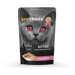 Pro Choice - Pro Choice Pouch Tavuklu ve Ciğerli Tahılsız Yavru Kedi Konservesi 85 Gr 