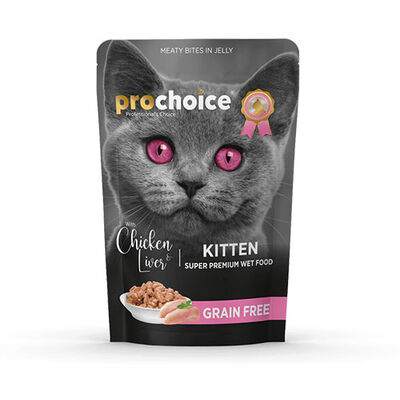 Pro Choice Pouch Tavuklu ve Ciğerli Tahılsız Yavru Kedi Konservesi 85 Gr 