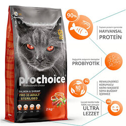 Pro Choice Pro33 Adult Cat Salmon&Karides Kısırlaştırılmış Kedi Maması - Thumbnail