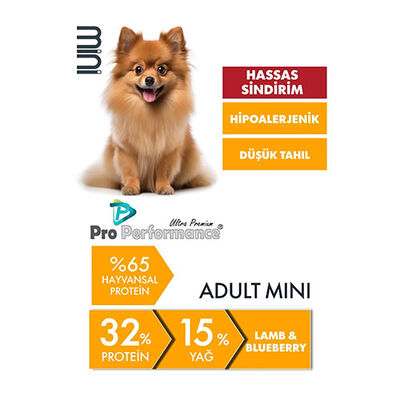 Pro Performance Kuzulu ve Yaban Mersinli Küçük Irk Yetişkin Köpek Maması 2 Kg 