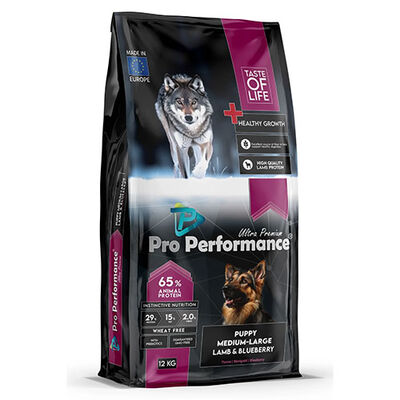 Pro Performance Kuzulu ve Yaban Mersinli Orta ve Büyük Irk Yavru Köpek Maması 12 Kg 
