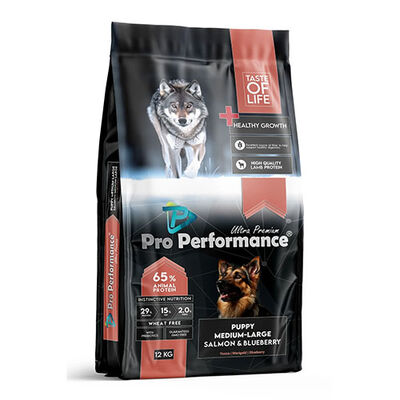 Pro Performance Somonlu ve Yaban Mersinli Orta ve Büyük Irk Yavru Köpek Maması 12 Kg 