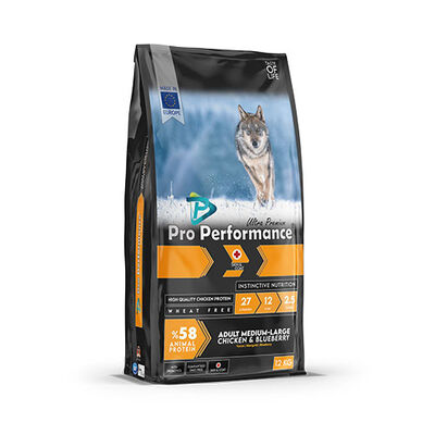 Pro Performance Tavuklu ve Yaban Mersinli Orta ve Büyük Irk Yetişkin Köpek Maması 12 Kg 