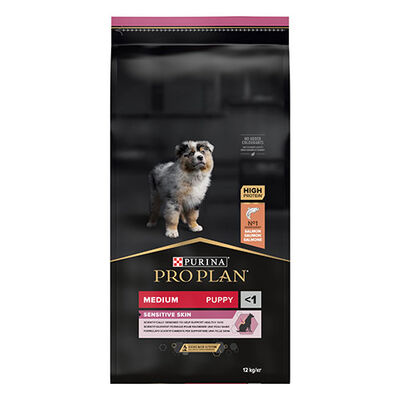 Pro Plan Medium Opti Derma Sensitive Skin Puppy Somonlu Orta Irk Yavru Köpek Maması 12 Kg 