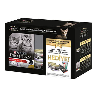 Pro Plan Original Kitten Tavuklu ve Pirinçli Yavru Kedi Maması 1,5 Kg+Hediye Paketi 