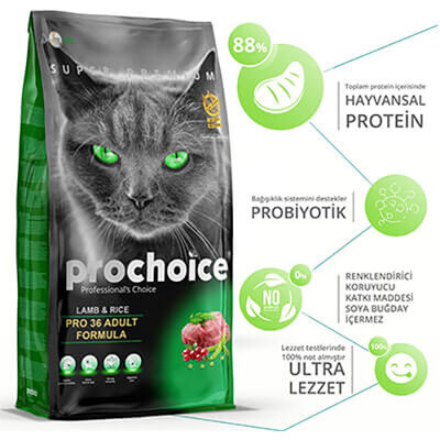 Prochoice Pro 36 Kuzu Etli Yetişkin Kedi Maması
