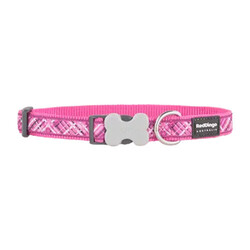 Reddingo - Reddingo Flanno Desenli Pembe Köpek Boyun Tasması Small 15 Mm 24-36 Cm 