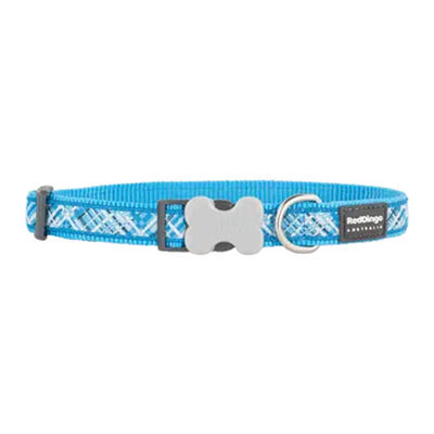 Reddingo Flanno Desenli Turkuaz Köpek Boyun Tasması Small 15 Mm 24-36 Cm 