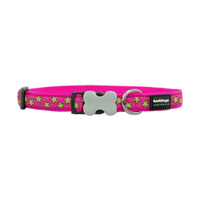 Reddingo Pembe Üzerine Lime Yıldızlı Köpek Boyun Tasması Small 15 Mm 24 -36 Cm 