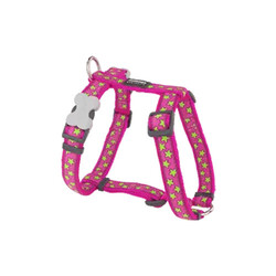 Reddingo - Reddingo Pembe Üzerine Lime Yıldızlı Köpek Göğüs Tasması Large 25 Mm 