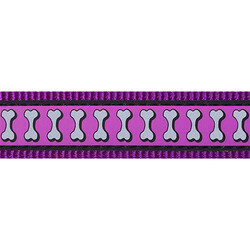 Reddingo Reflektörlü Kemik Desenli Mor Köpek Uzatma Tasması Small 15 Mm 1,2 Mt - Thumbnail