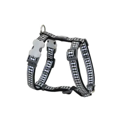 Reddingo Reflektörlü Kemik Desenli Siyah Köpek Göğüs Tasması Small 15 Mm 