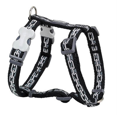 Reddingo Zincir Desenli Siyah Köpek Göğüs Tasması Large 25 Mm 