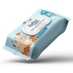 Reflex Care - Reflex Care Alaçatı Ice Kokulu Kedi ve Köpekler için Çok Amaçlı Hijyenik Temizleme Mendili 50'li 