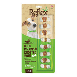 Reflex - Reflex Ördek Eti Sargılı Düğümlü Köpek Çiğneme Kemiği 8'li 100 Gr 