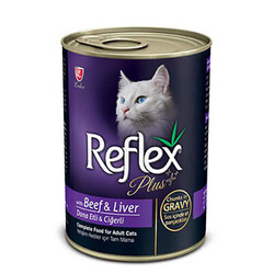Reflex Plus - Reflex Plus Biftek Ve Ciğerli Soslu Et Parçacıklı Yetişkin Kedi Konservesi