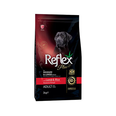 Reflex Plus Orta ve Büyük Irk Kuzulu ve Pirinçli Yetişkin Köpek Maması 3 Kg 